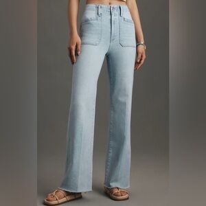 Anthropologie Paige Anessa High Rise Wide Leg Jeans Suki Distressed 31 Stretch